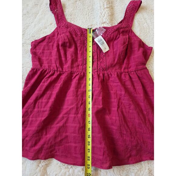 Torrid Babydoll Cotton Window pane Button front tank Red Bud Size 3x 22-24 NWT - Picture 2 of 6